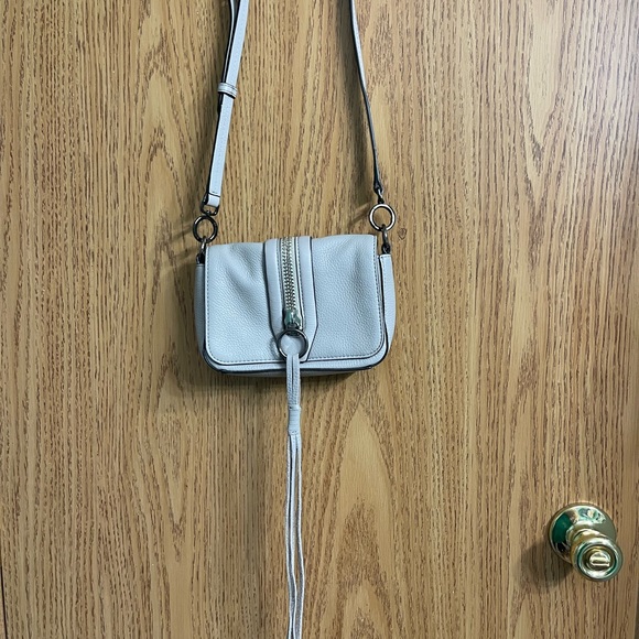 Rebecca Minkoff Taupe Leather Crossbody SAMPLE NFS Tag Small Adjustable OFAK? - Picture 2 of 13
